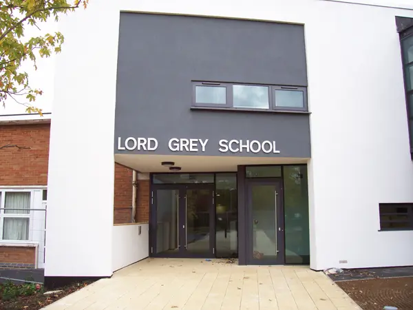 Schools main entrance sign