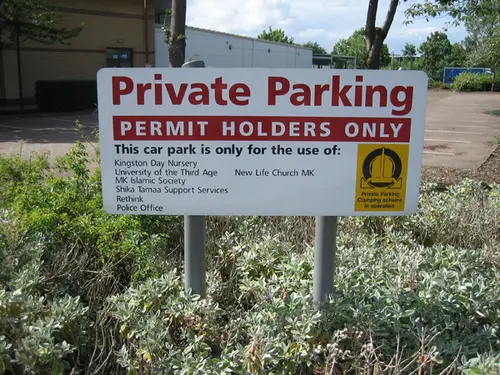 Private parking car park sign