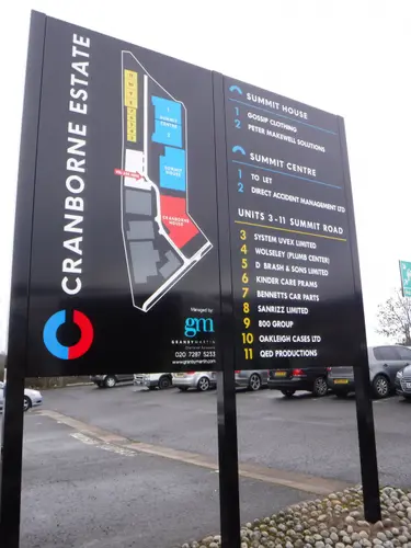 Business Industrial estate directory with map sign