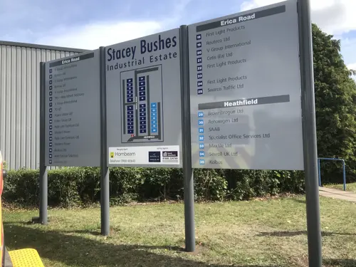 Large industrial estate directory with map exterior