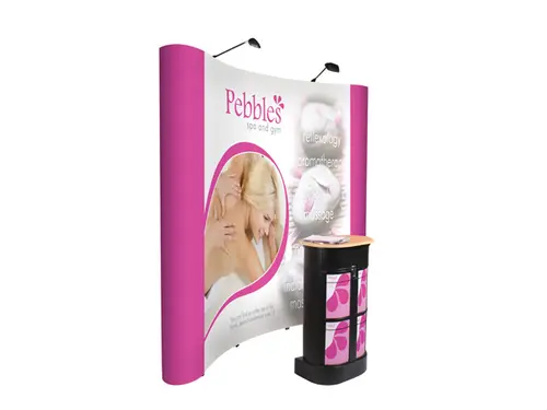 Curved display with box as stand