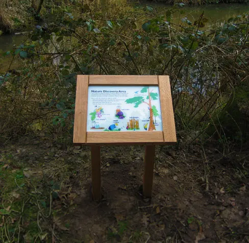 Wooden Plinth sign with wildlife information