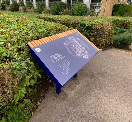 A pair of wooden notice boards