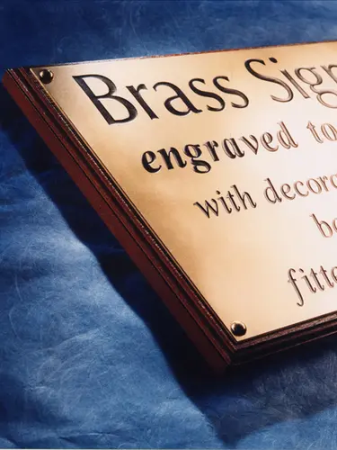 Engraved brass sign