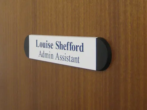 Name plate on office door
