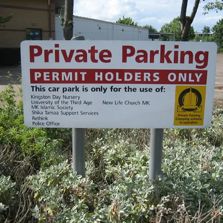 Private parking car park sign