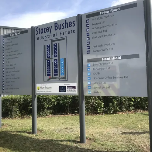 Large industrial estate directory with map exterior