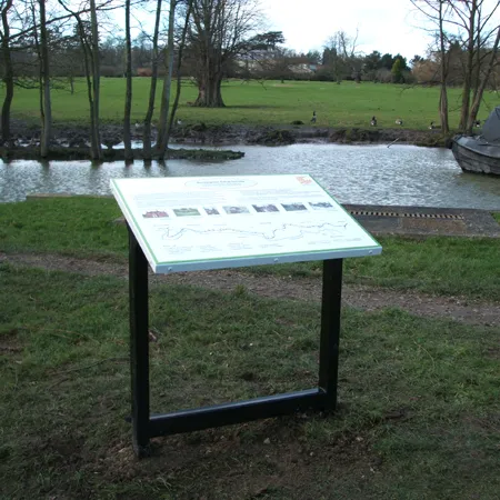 Metal Angled Information Sign in park
