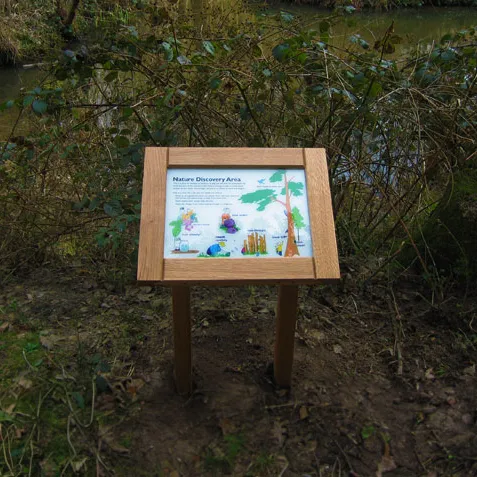 Wooden Plinth sign with wildlife information
