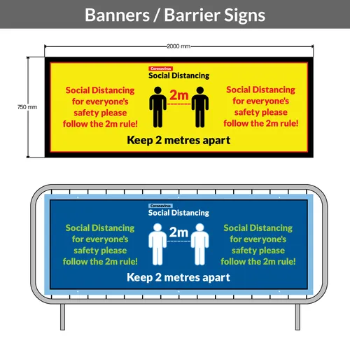 Social Distancing Banners and Barrier Signs